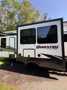 RV exterior detailing in Cape Cod, MA with mobile wash and wax service.